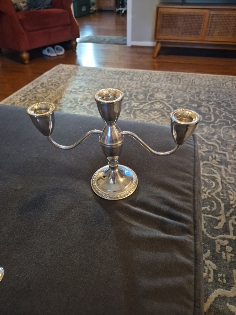 DUCHIN WEIGHTED STERLING Silver Three-Arm Candelabra - Elegant Home Accent